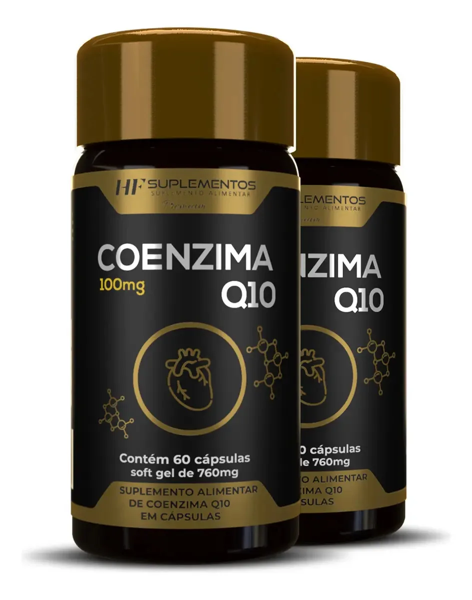 2x Coenzima Q10 100mg 60caps Hf Suplementos Sem Sabor
