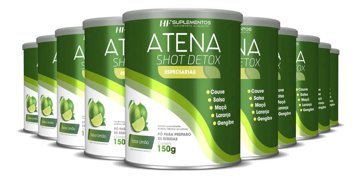 10x Atena Shot Detox Sabor Limão Hf Suplementos