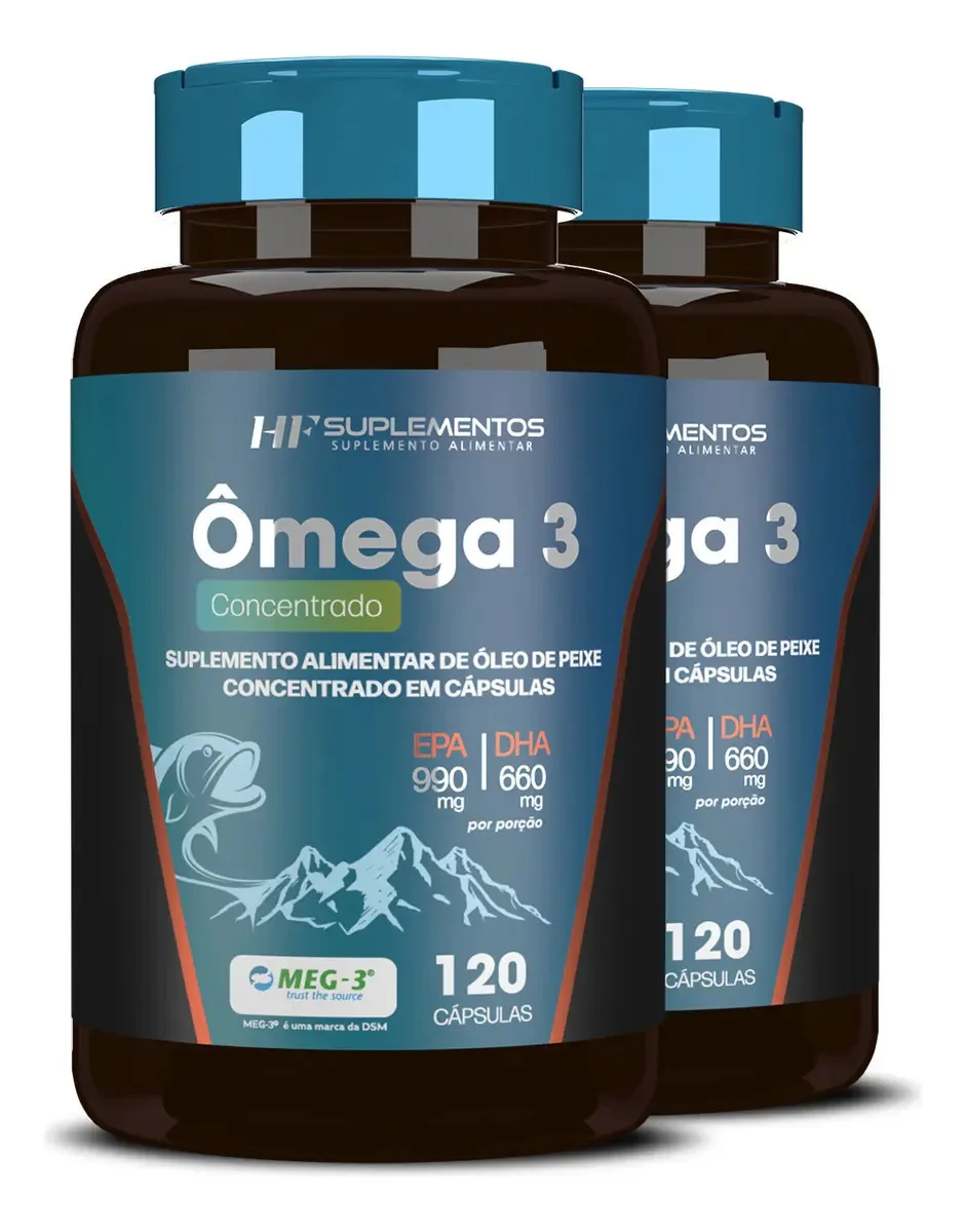 2x Omega 3 Concentrado 120 Caps Hf Suplementos