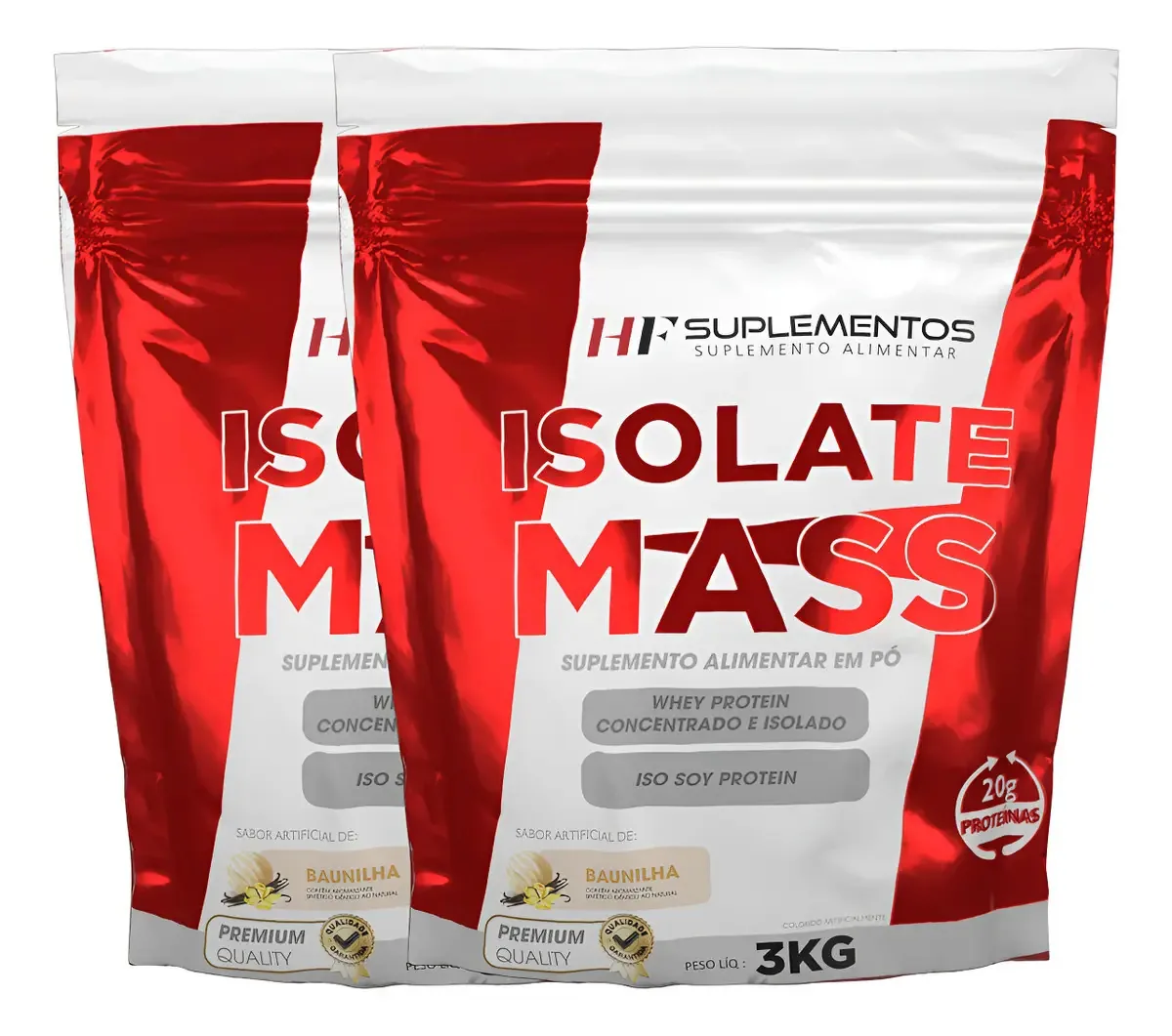 2x Hipercalorico Isolate Mass 3kg Baunilha Hf Suplementos