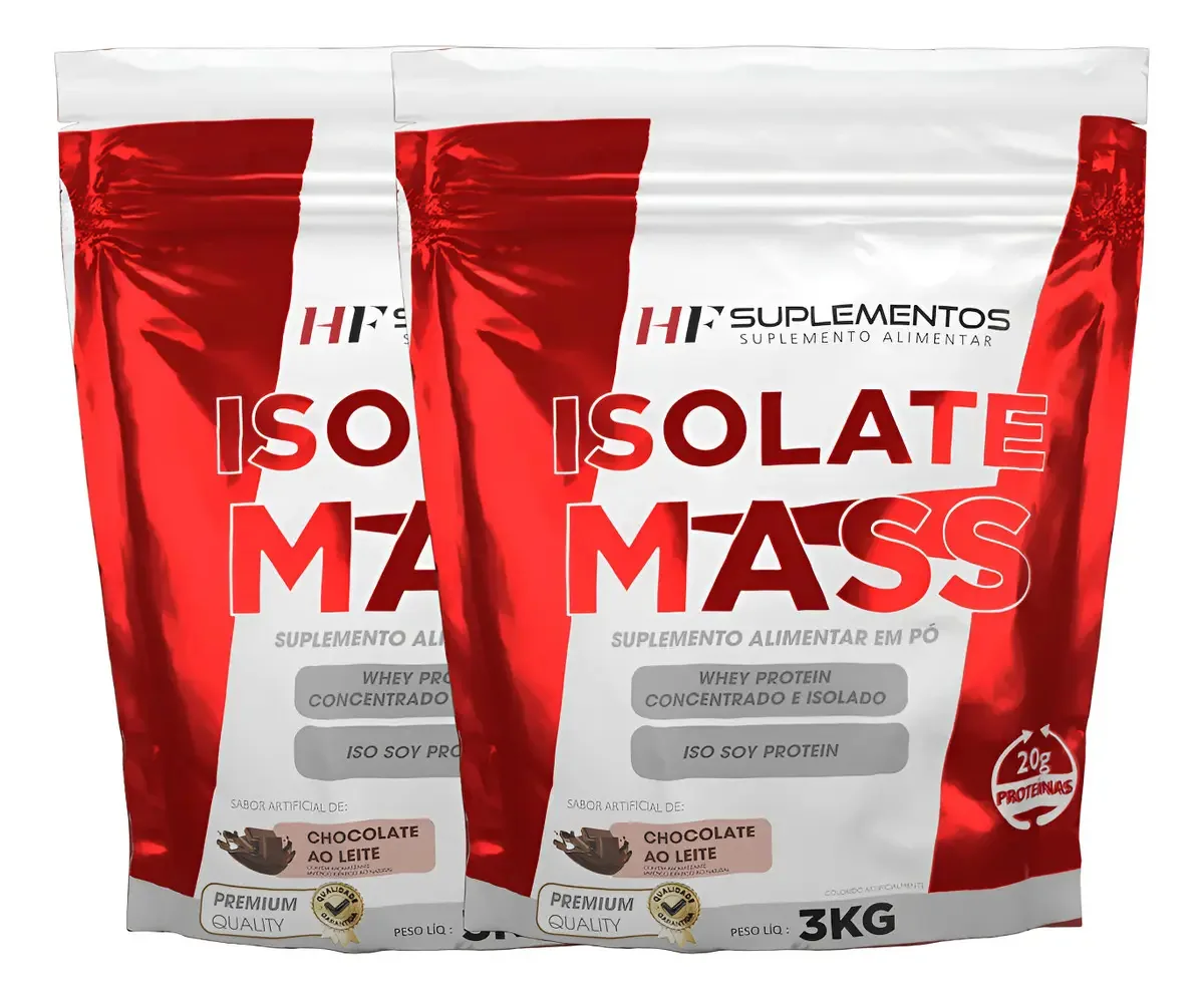 2x Hipercalorico Isolate Mass 3kg Chocolate Hf Suplementos
