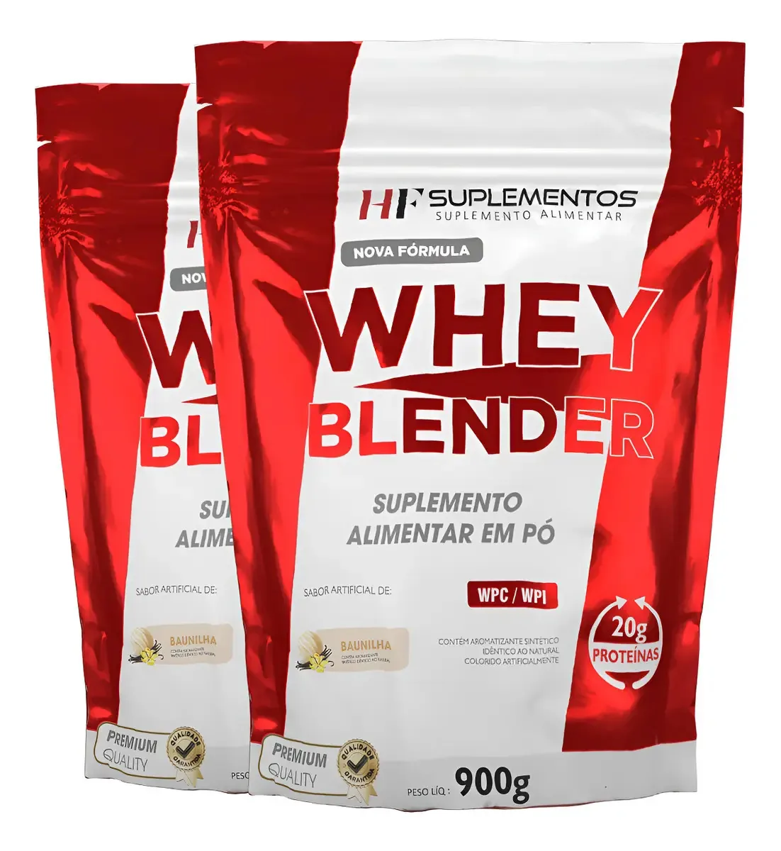 2x Whey Blender Concentrado Baunilha 900g Hf Suplementos