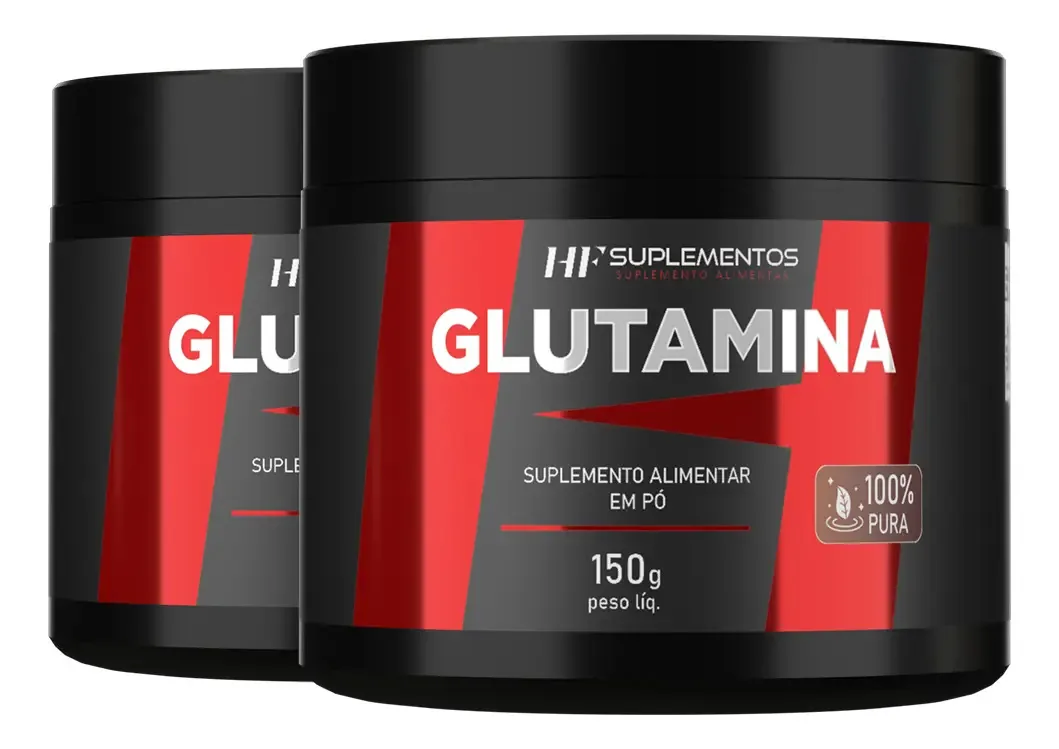 2x Glutamina 150g Hf Suplementos Sem Sabor