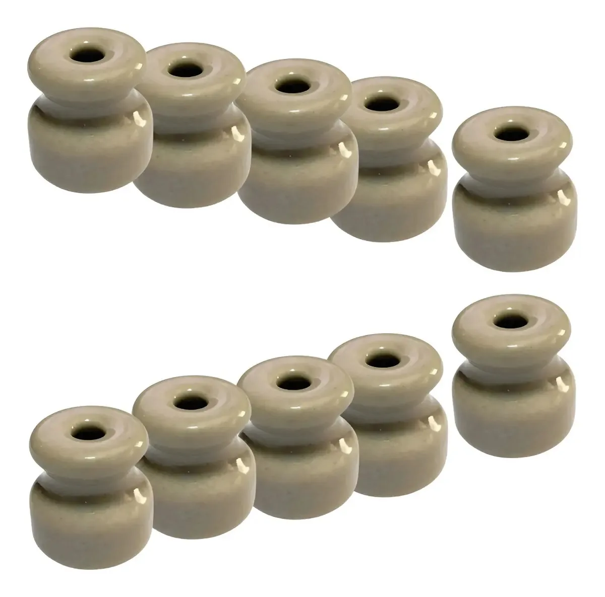 Kit 10 Isoladores Roldana 24x24mm Porcelana Germer P/ Cercas e Postes