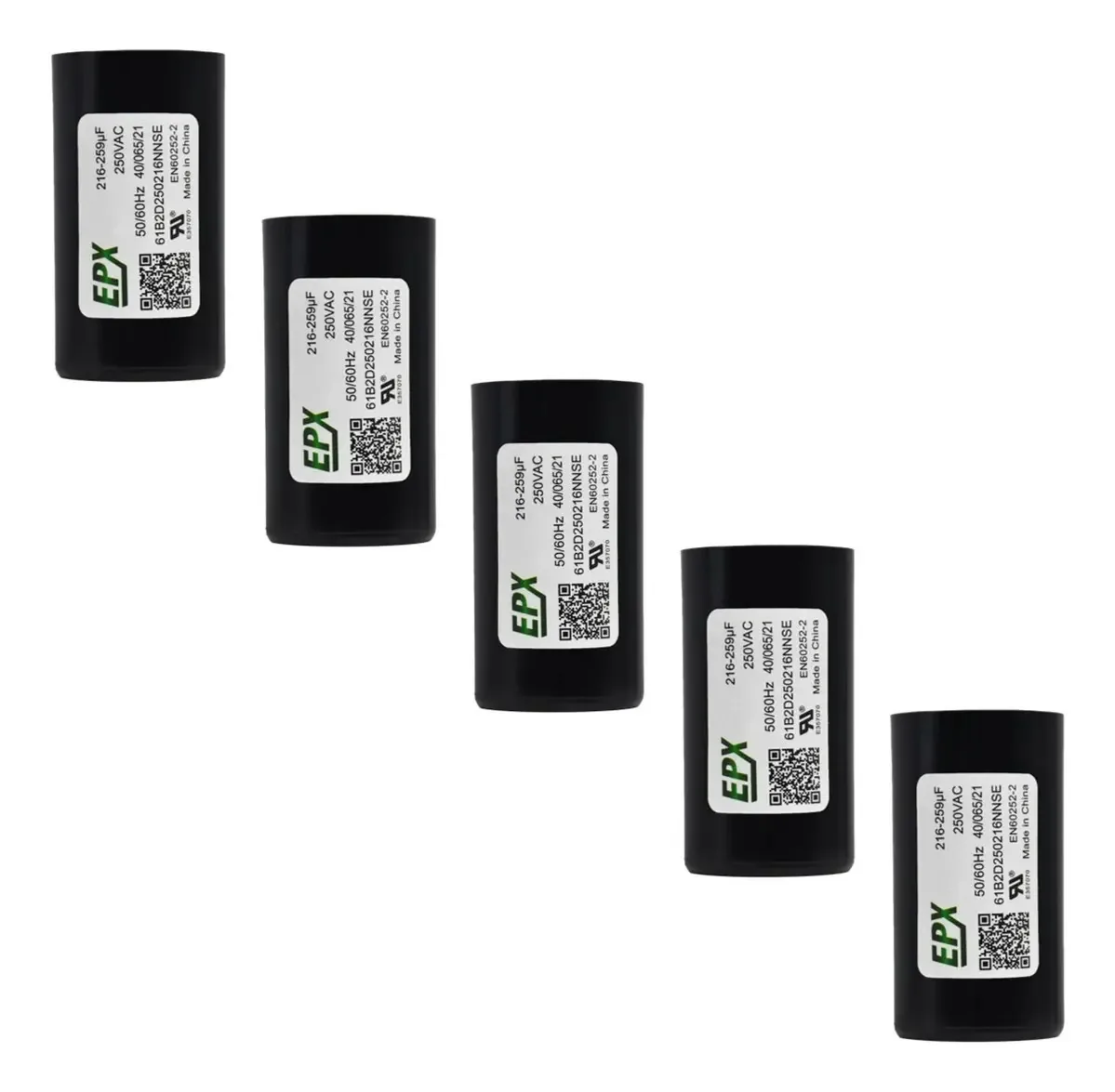 Kit 5 Capacitores De Partida Eletrolitico 216-259uf 250v