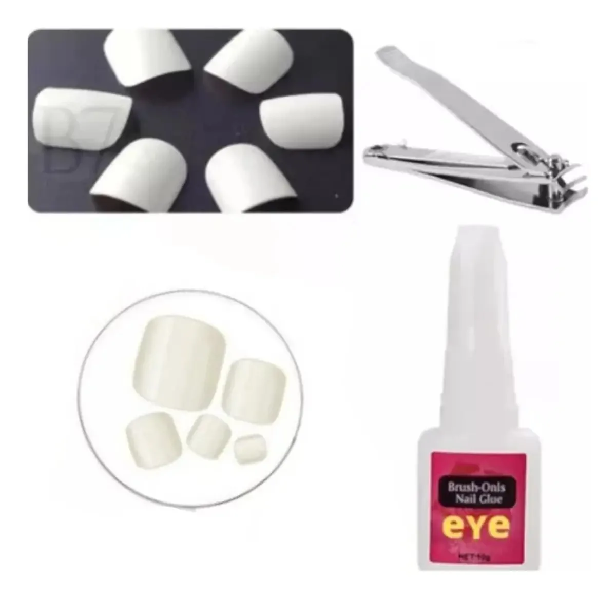 100 Unhas Tips Pé Acrygel Pedicure Com Kit Basico Podologo Cor 100 Tips De Pé Liso