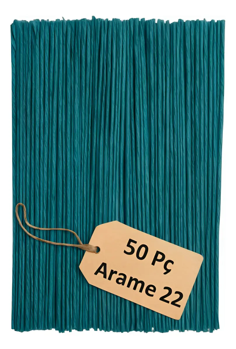 Kit 50 Arame Floral Encapado N.22 40cm - Flores Artesanatos Azul-petróleo
