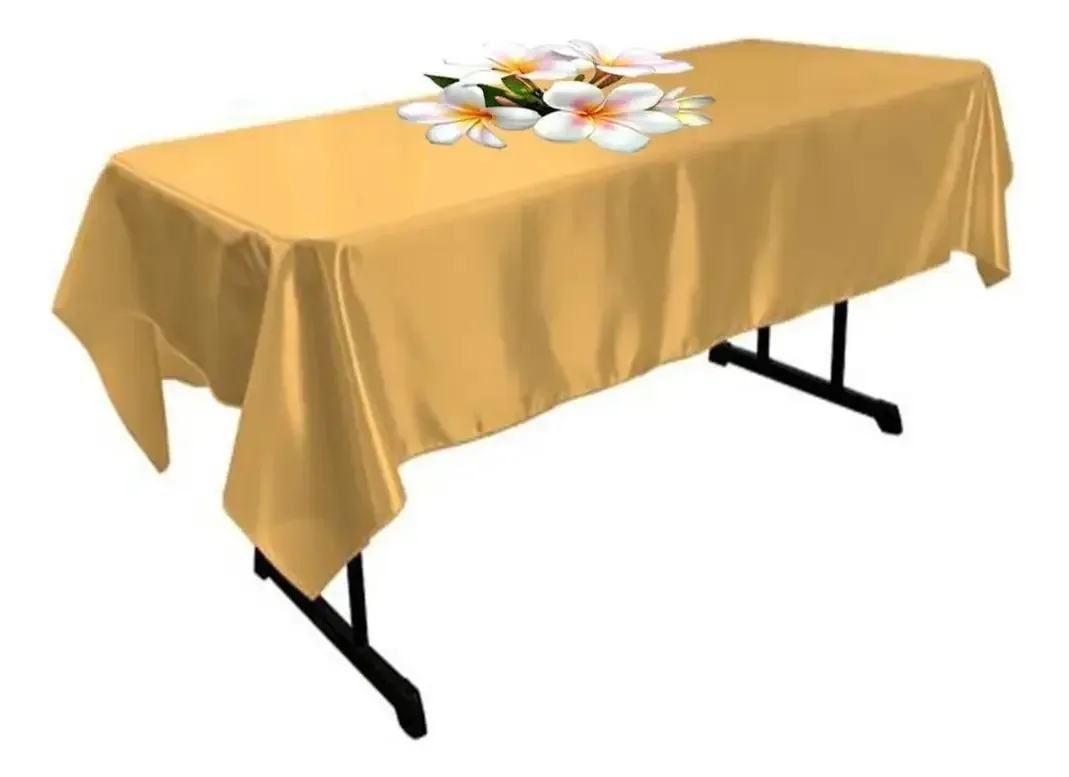3x 1 Toalhas De Mesa 3.00x1.50 Cetim Dourado Azul Co