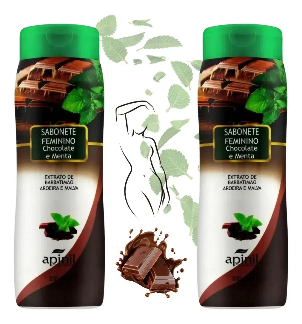 Kit 2 Sabonetes Íntimos Chocolate E Menta Cuidado Delicado