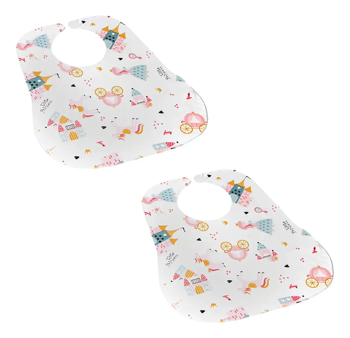 Kit C/ 2 Babadores Infantis Modelo Princess Cor Princesa Rosa