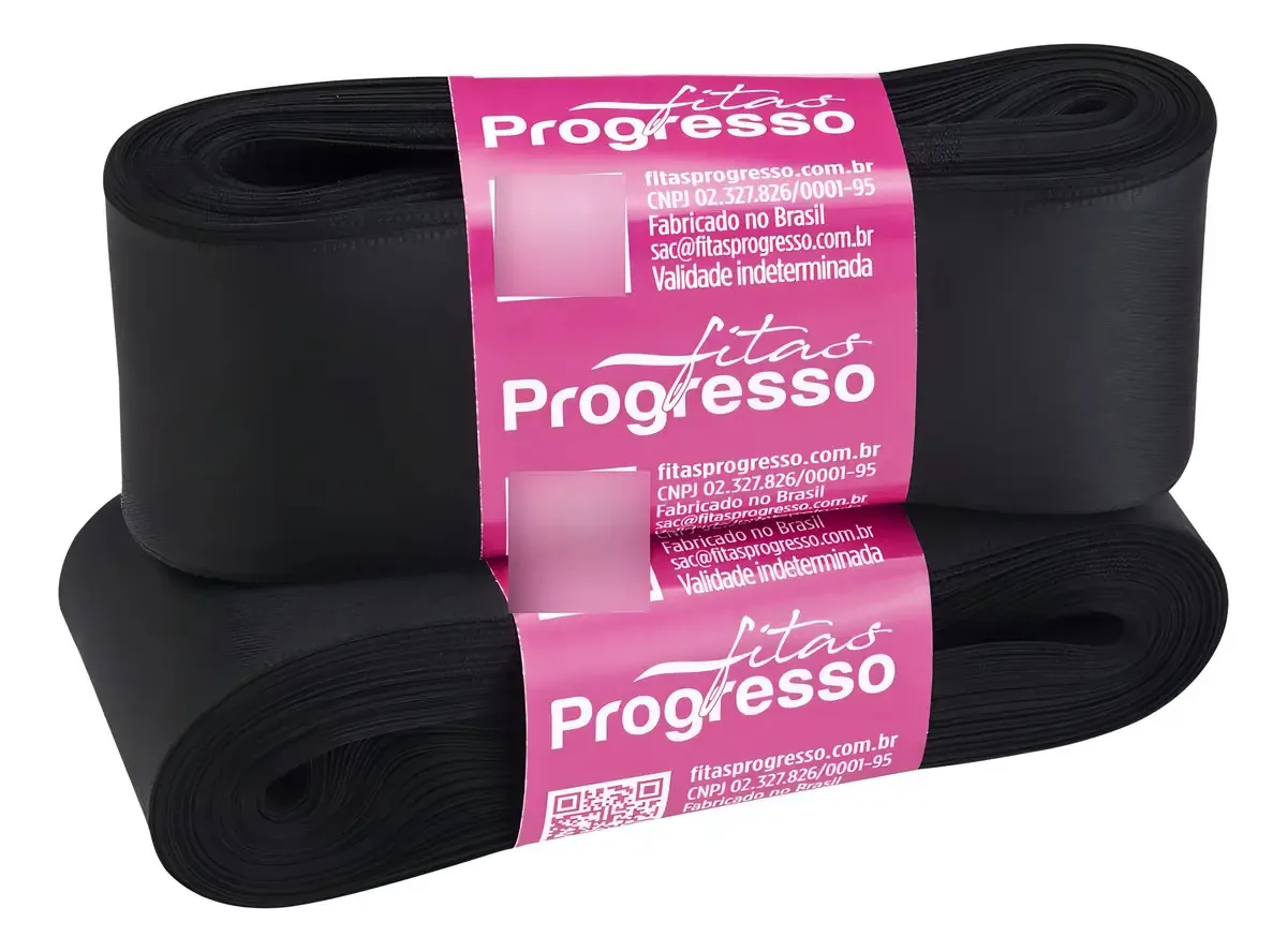 Fita Cetim Progresso Nº9 38mm 20m Cor 219 Preto para Laços e Decorações