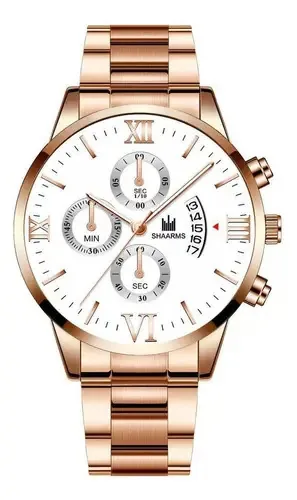 Relógio Masculino Shaarms Pulso Quartzo Branco Aço