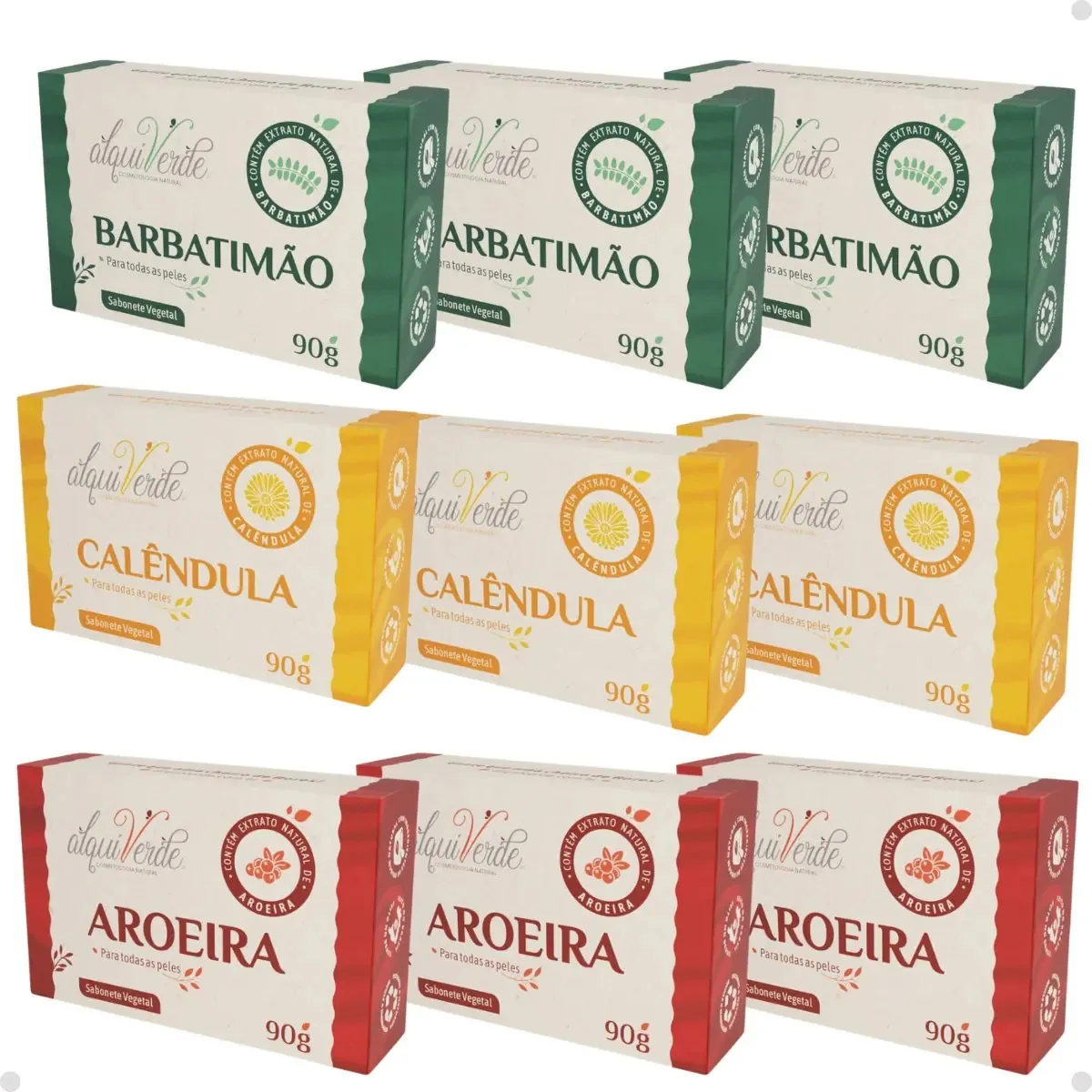9 Sabonetes Natural Aroeira Calêndula Barbatimão Relaxante
