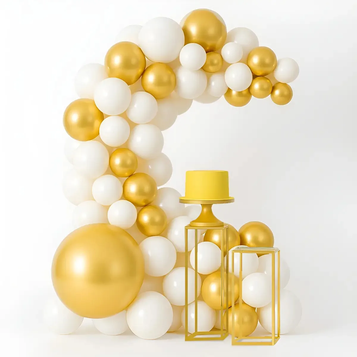 Kit 150 Balões 18 Branco E Dourado Arco Desconstruido