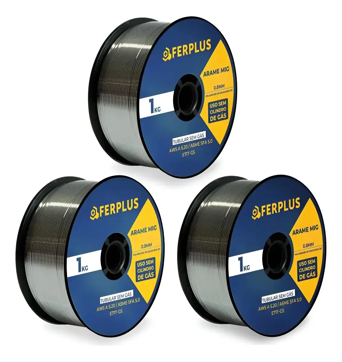 2x Kit De Arames Solda Mig 0.8mm S/ Gás 3 Rolos De 1kg Cada