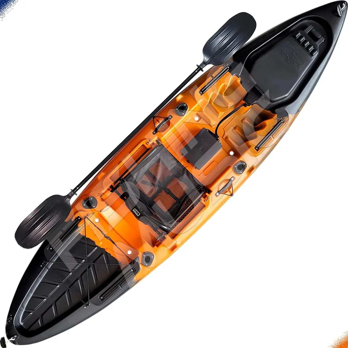 Caiaque Barracuda Evolution Com Cadeira E Remo Lontras Cor Black/laranja
