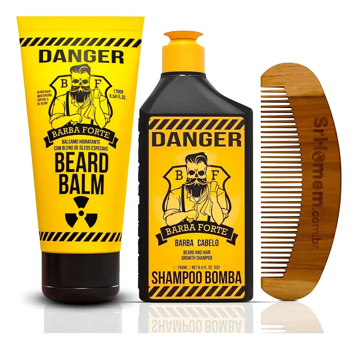 Balm E Shampoo Danger + Pente Curvo - Barba Forte