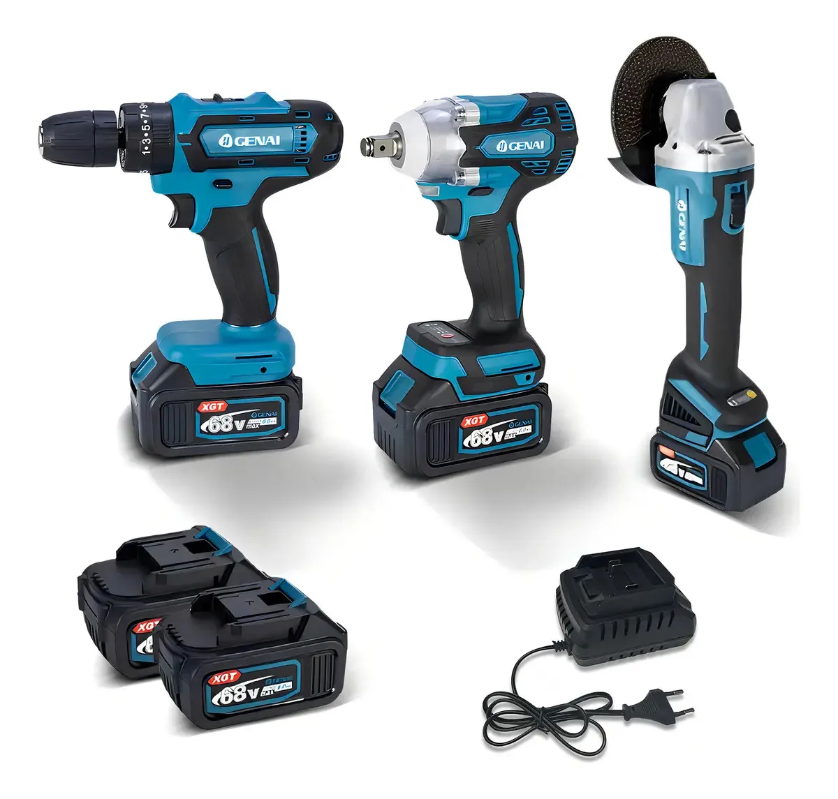 Kit Ferramentas Chave Impacto Parafusadeira Esmerilhadeira Cor Azul-aço