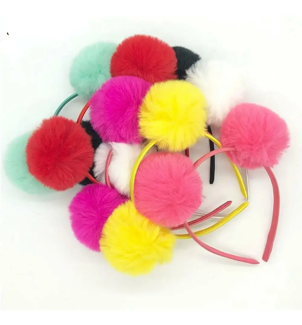 3 Tiaras De Pompom Encapadas Modelo Infantil Cores Cor Vermelho