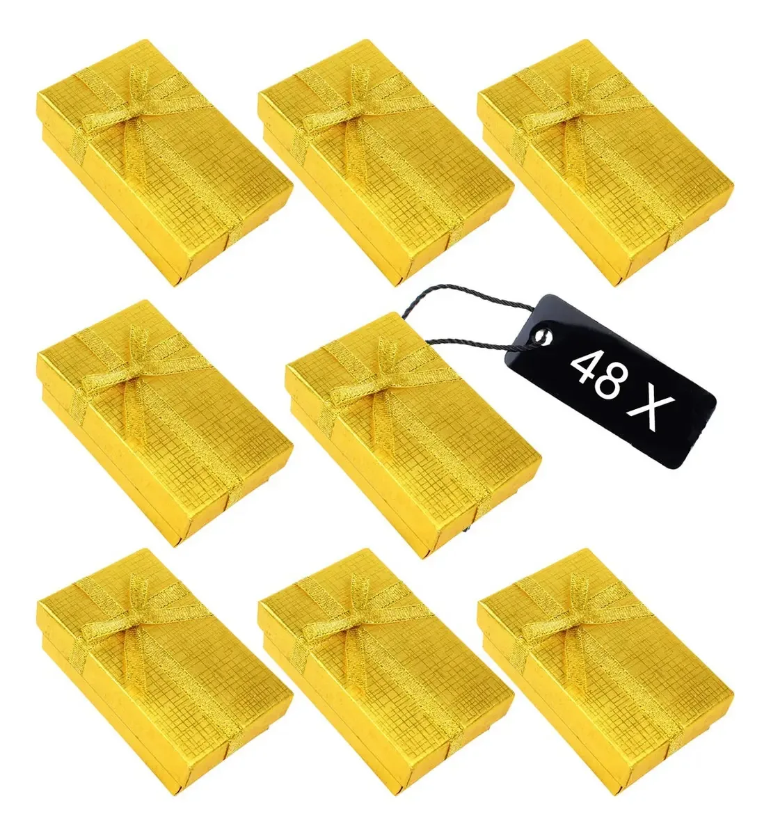 48 Caixas Porta Jóias Atacado Presente Laço Dourado
