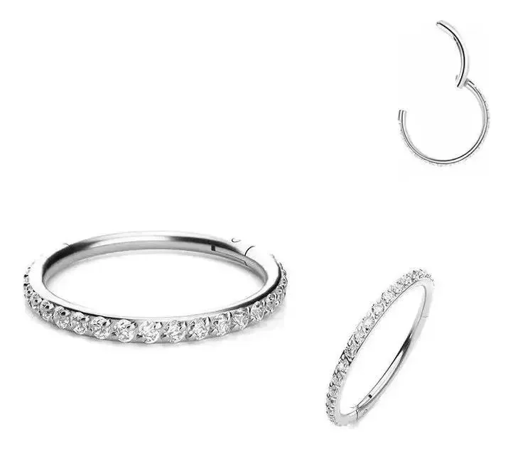 Piercing Argola Click Titânio Zircôni 8mm Prateado
