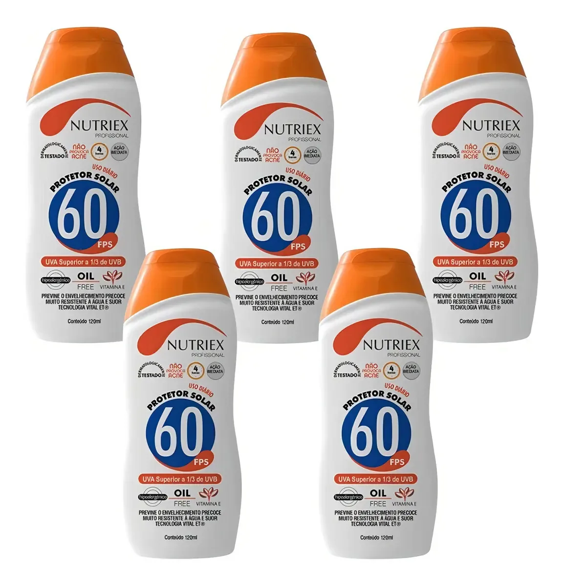 Kit Com 5 Protetores Solar Uv Fps 60 120ml 0060962 Nutriex