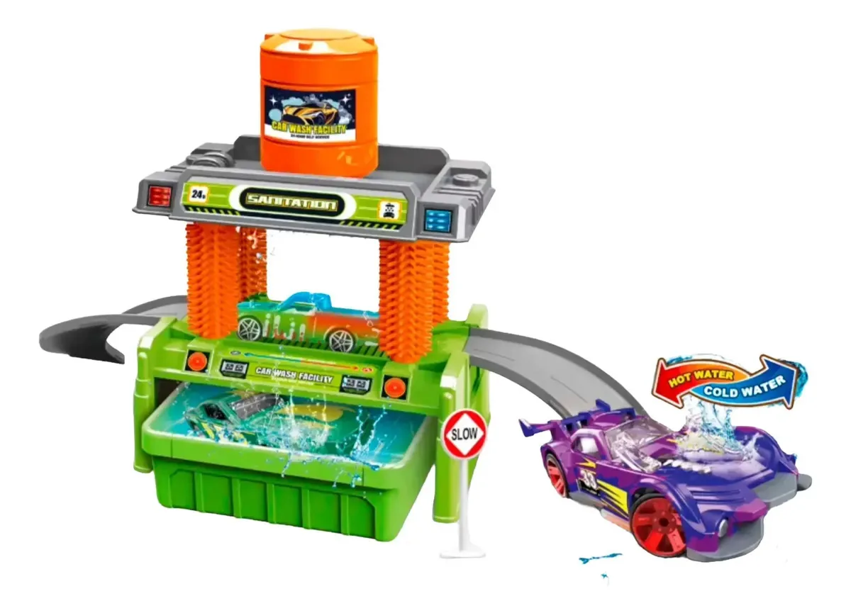 Lava Carro Infantil Brinquedo Divertido Pista De Carrinho Laranja