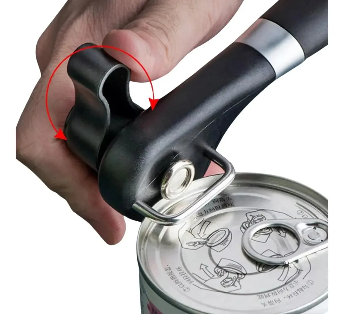 Abridor De Latas De Inox Manivela Profissional Preto
