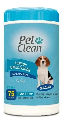 Lenços Umedecidos Pet Clean Aloe Vera Cães Gatos 75 Unidades