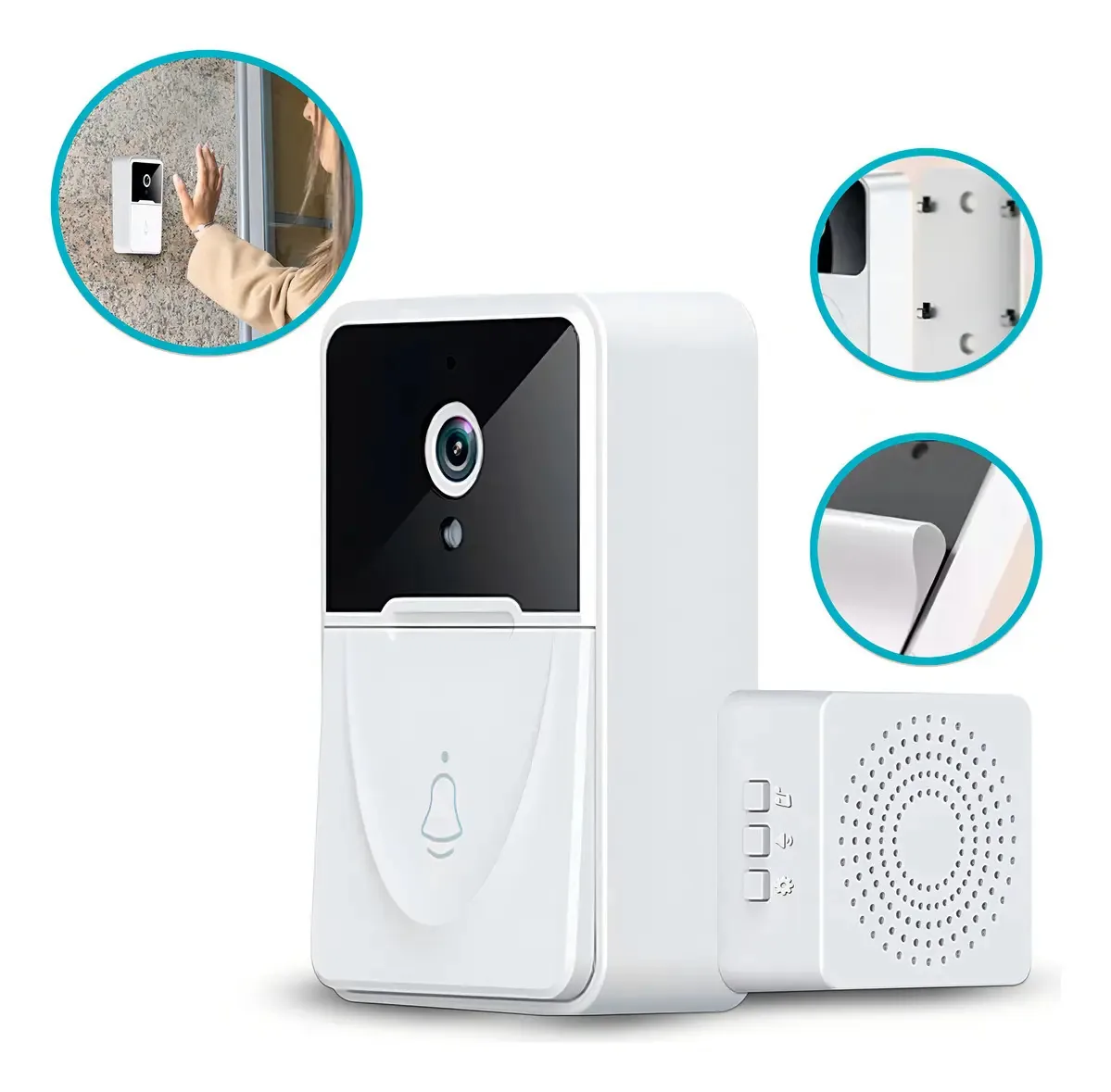 Campainha Wi-Fi Inteligente Tuya Smart Com Câmera, Áudio Bidirecional e Visão Noturna