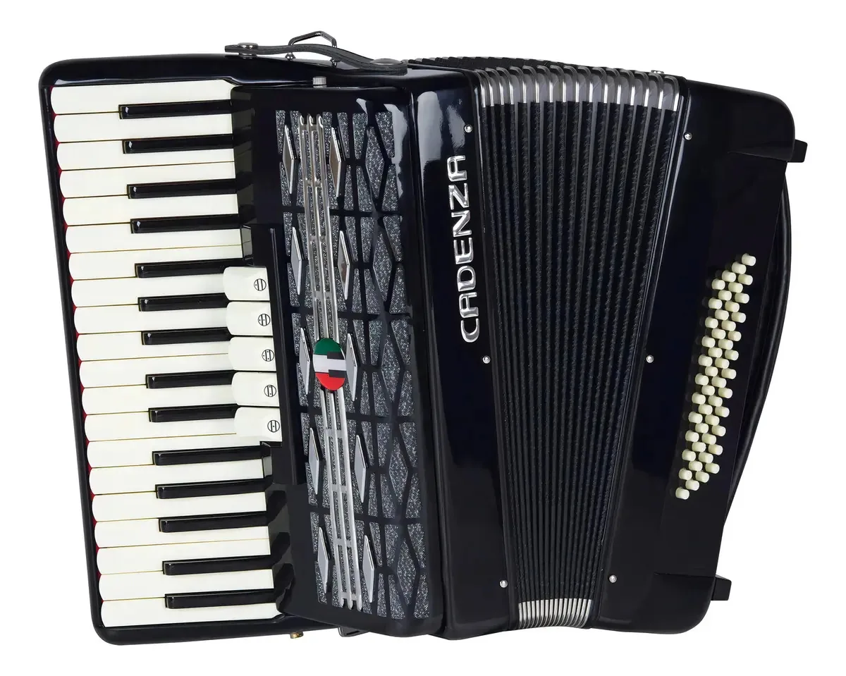 Acordeon Gaita Sanfona Cadenza 48 Baixos Preta 34 Teclas