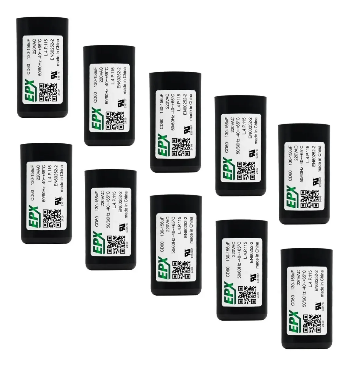 Kit 10 Capacitores De Partida Eletrolitico 130-156uf 220v