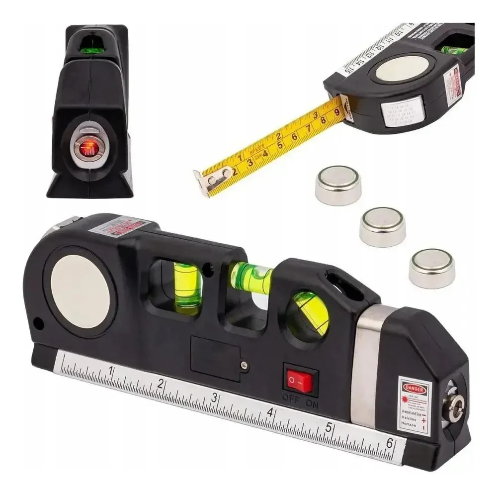 Nível A Laser 3 Linhas E Trena Régua Nivelador Pedreiro