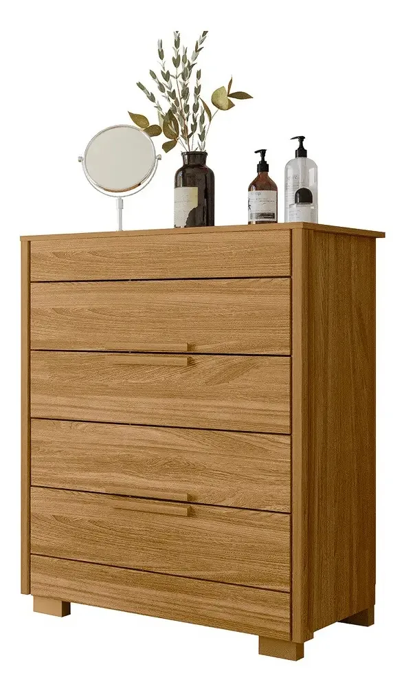 Cômoda Dhara Organizadora Roupa Para Quarto 4 Gavetas Full Cor Freijó
