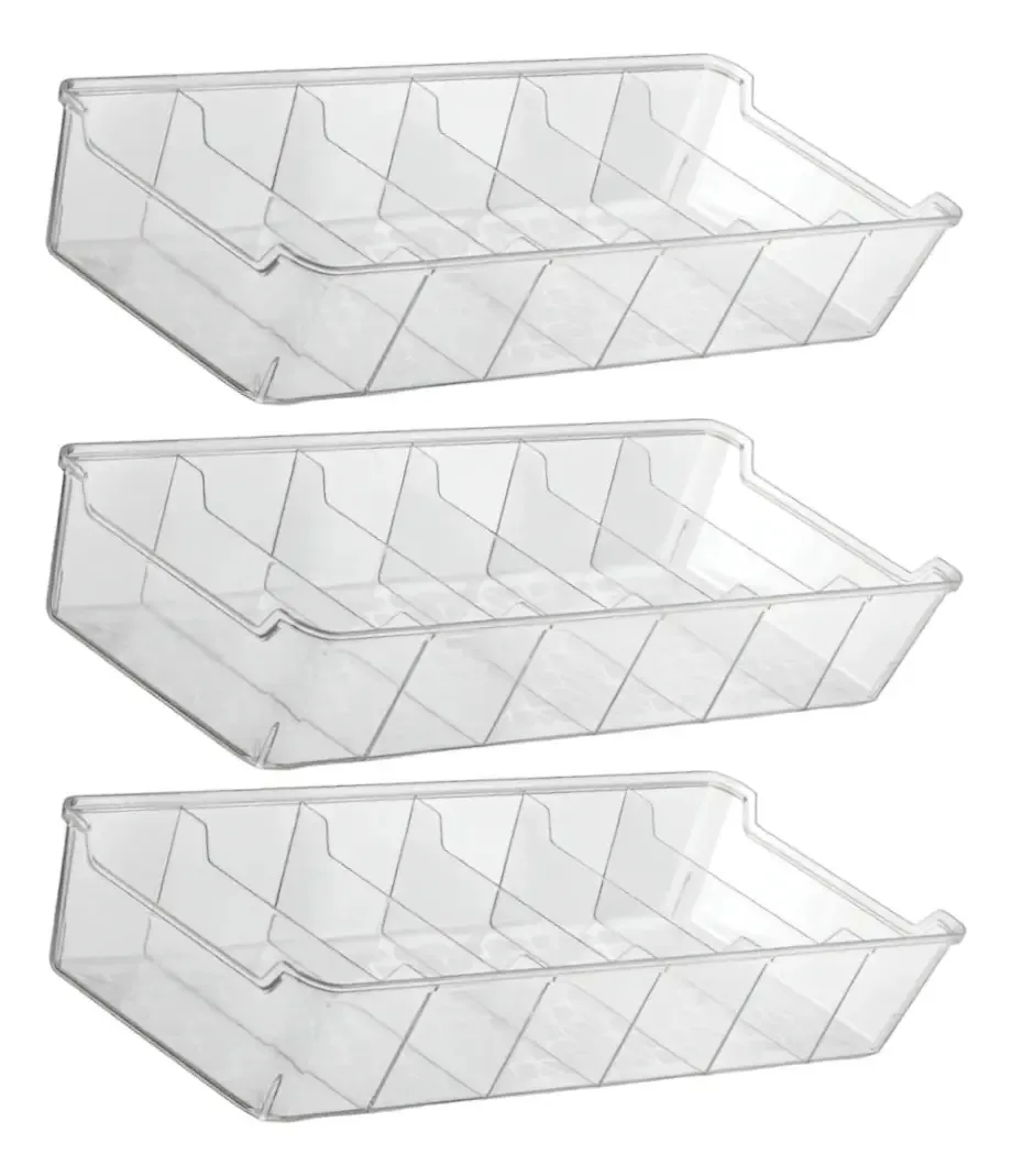 3x Organizador Gaveta Roupa Divisória Cueca Meia 125x340mm Transparente