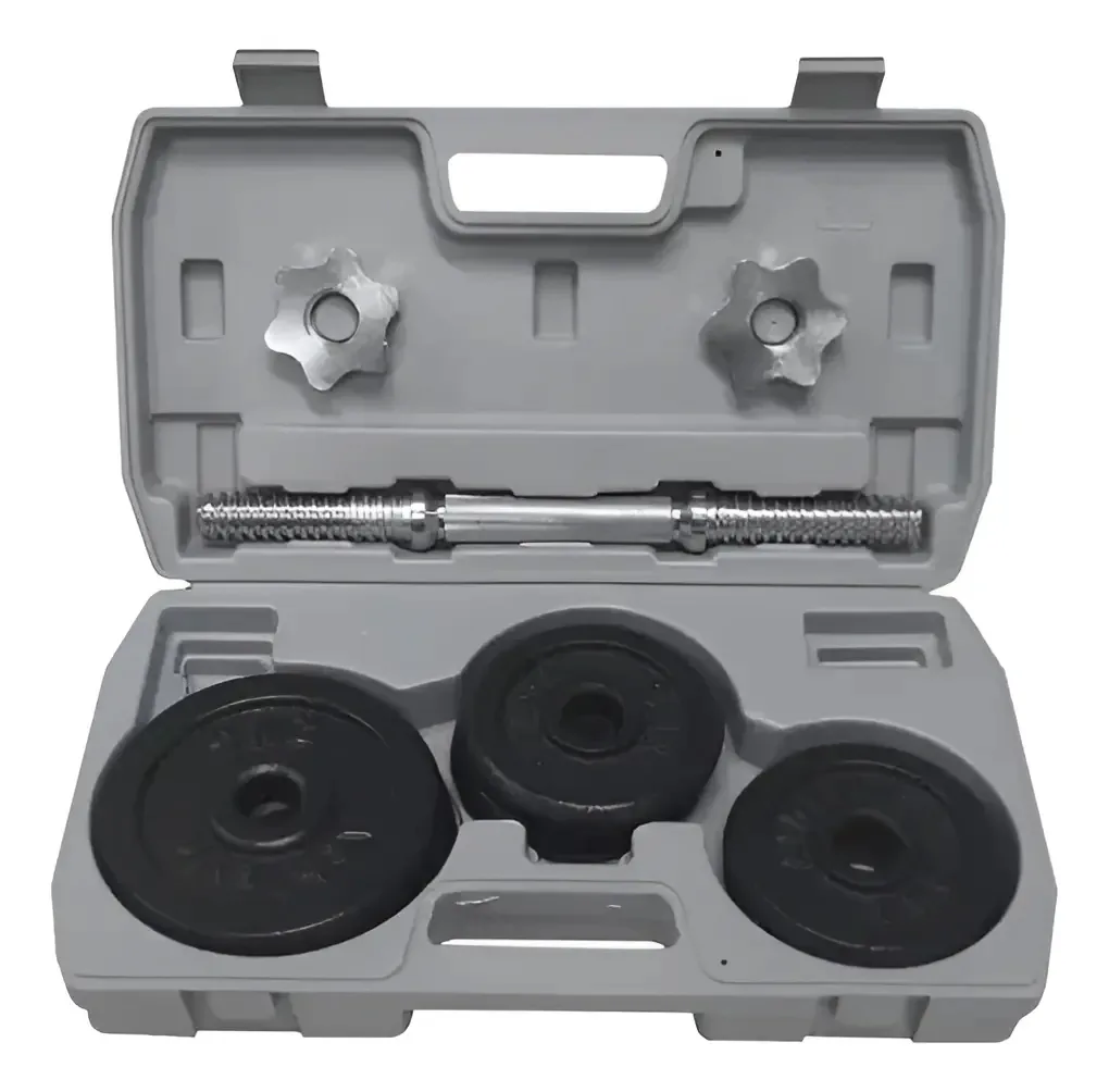 Maleta Dumbbell Halter Montável Com Anilhas Cor Cinza