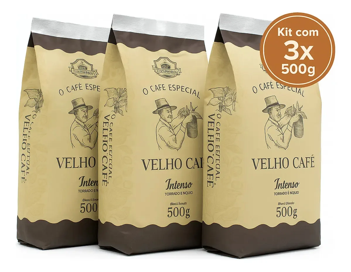 Kit 3 Café Premium Velho Café Artesanal Torrado Moído 500g