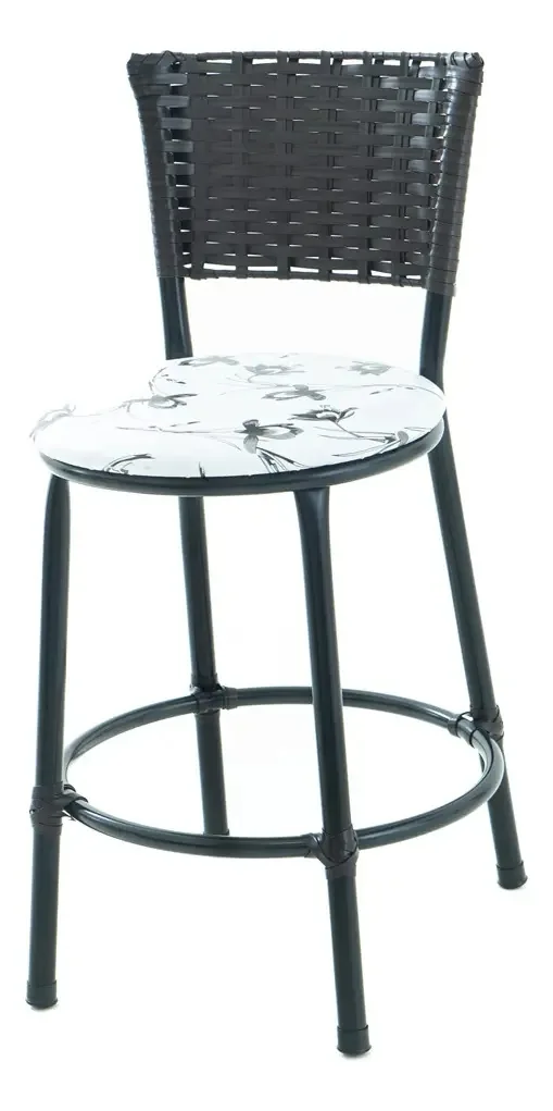 Banqueta Baixa Junco Tabaco Estilo E Conforto Cor Branco Florido
