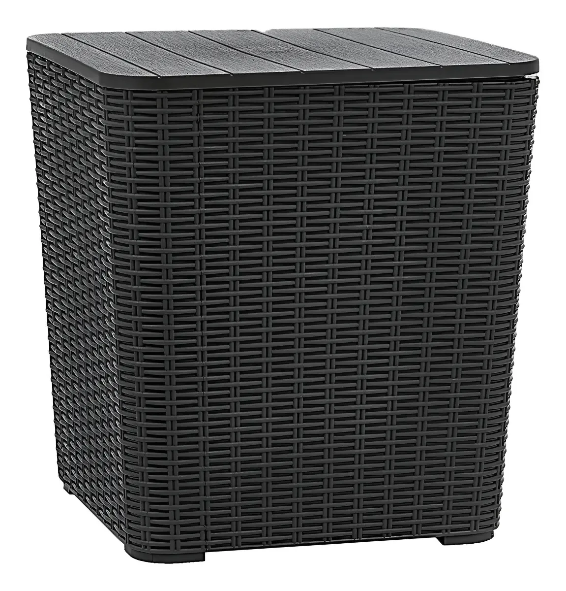 Mesa De Apoio Capri Vira Baú Rattan Jardim Cor Preto