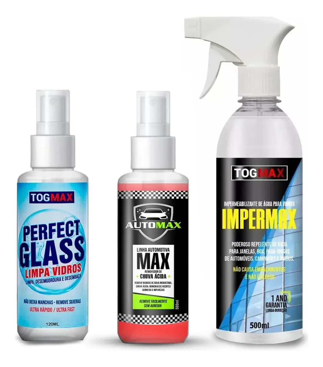 Kit Limpa Vidros Remove Chuva Ácida E Impermeabiliza Premium