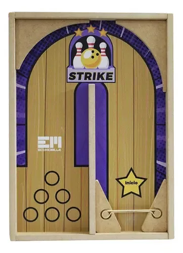 Jogo Boliche Madeira Ecomobile Infantil Tabuleiro 32x45cm