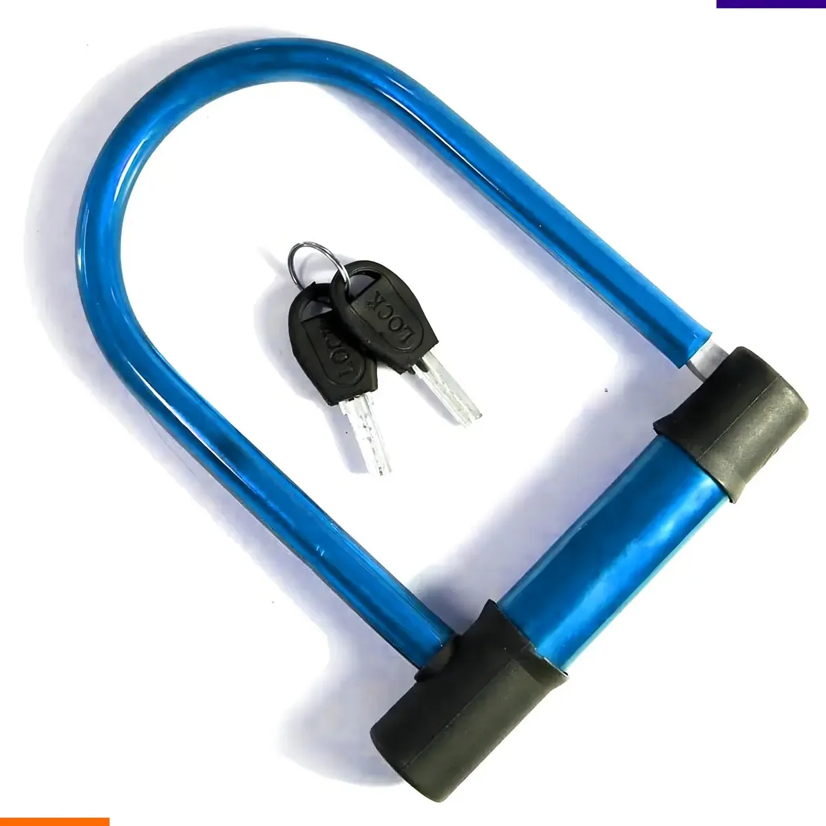 Trava De Bicicleta Cadeado De Segurança Anti Furto 2 Chaves Cor Azul