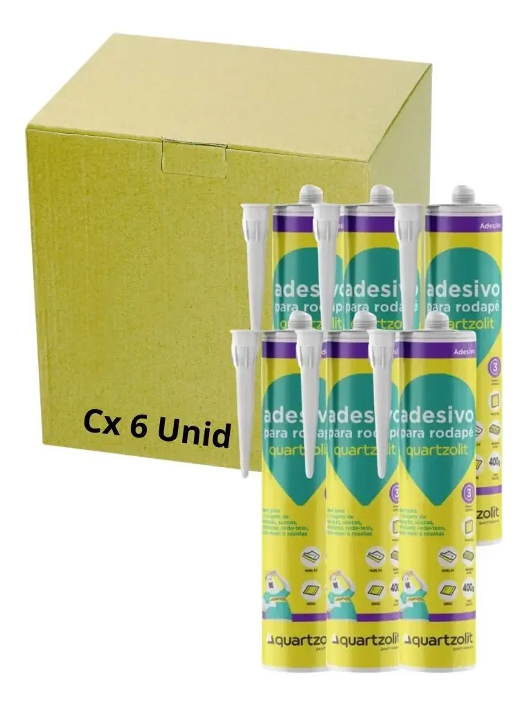 Kit 6 Cola Rodapé Rodateto Sancas Cola 400g Quartzolit Cor Branco