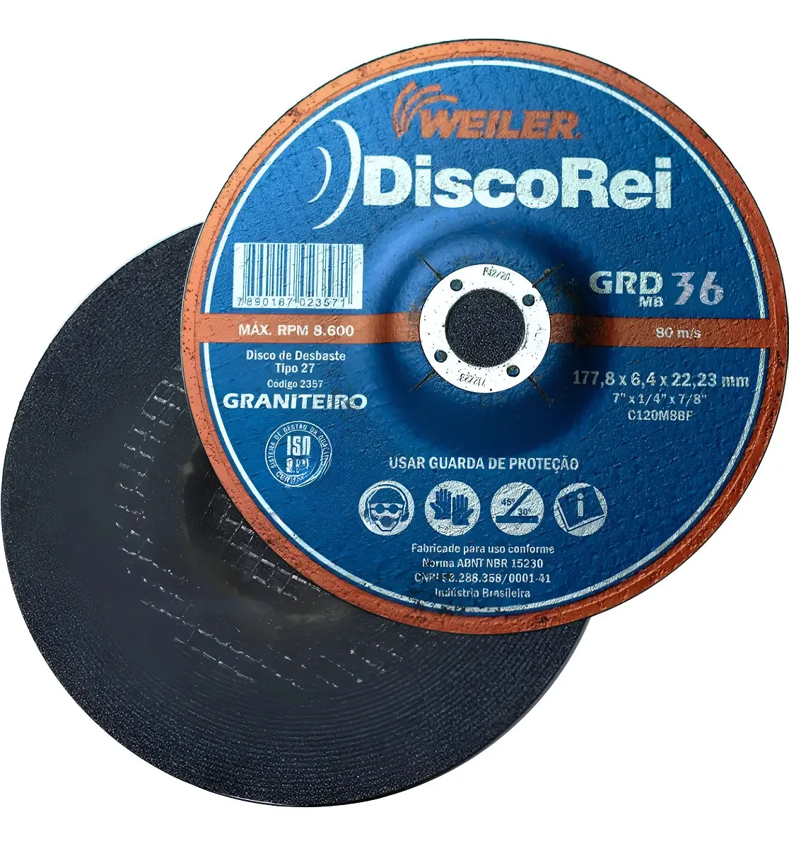 Kit 10 Discos Desbaste Granito Rei Abrasivos 7" GR36 Marmoraria