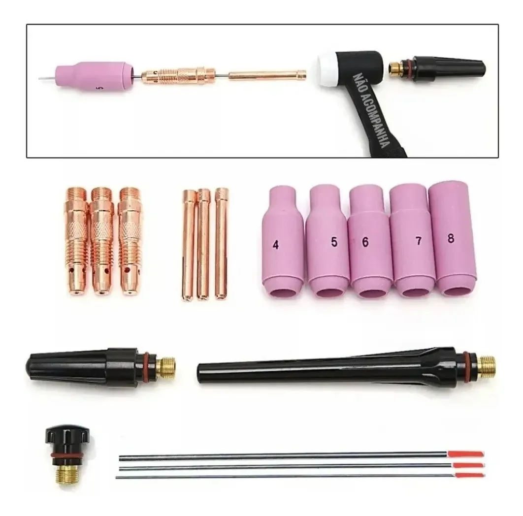 Kit 19 Unidades Consumiveis Tocha Tig 17/18/26/350 Completo