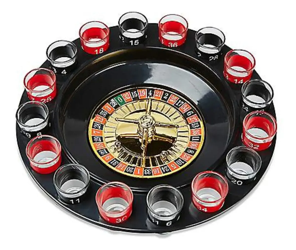 Jogo Roleta Shot Drink 16 Copos Vidro Rio Master