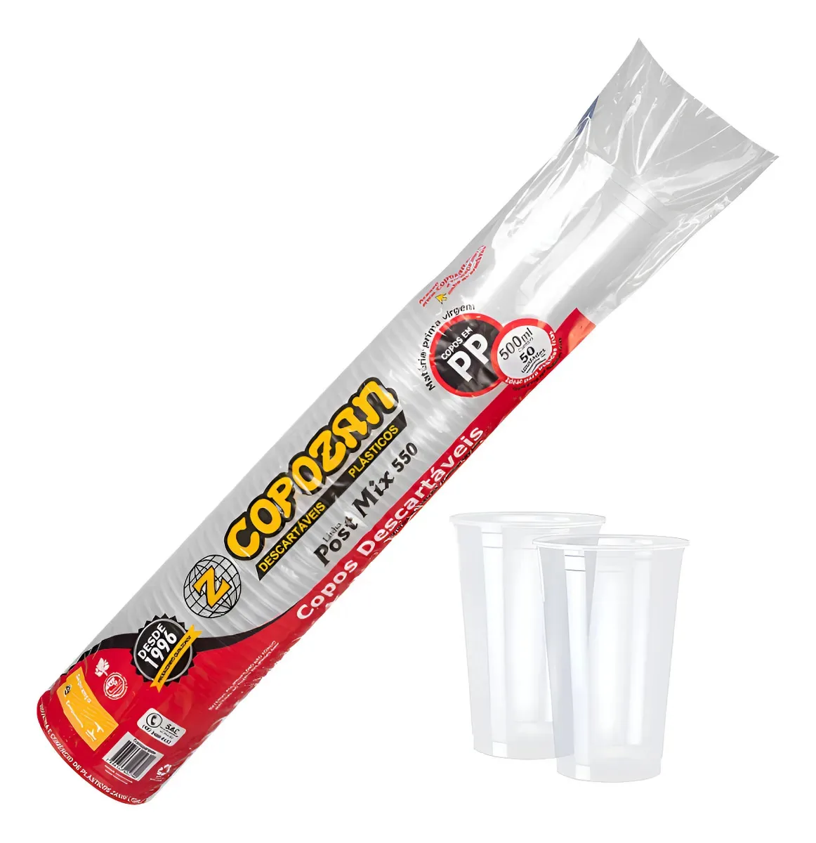 Pack de 200 Copos Descartáveis Transparente de 500ml Para Bebidas