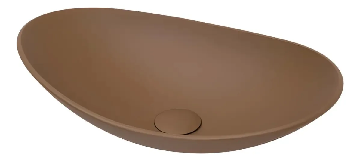 Cuba De Vidro Para Banheiro E Lavabo Fosco Matte Oval 47,5cm Cor Marrom Matte