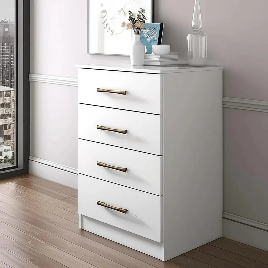 Cômoda Ms913 Organizadora Roupa Para Quarto 4 Gavetas Cor Branco