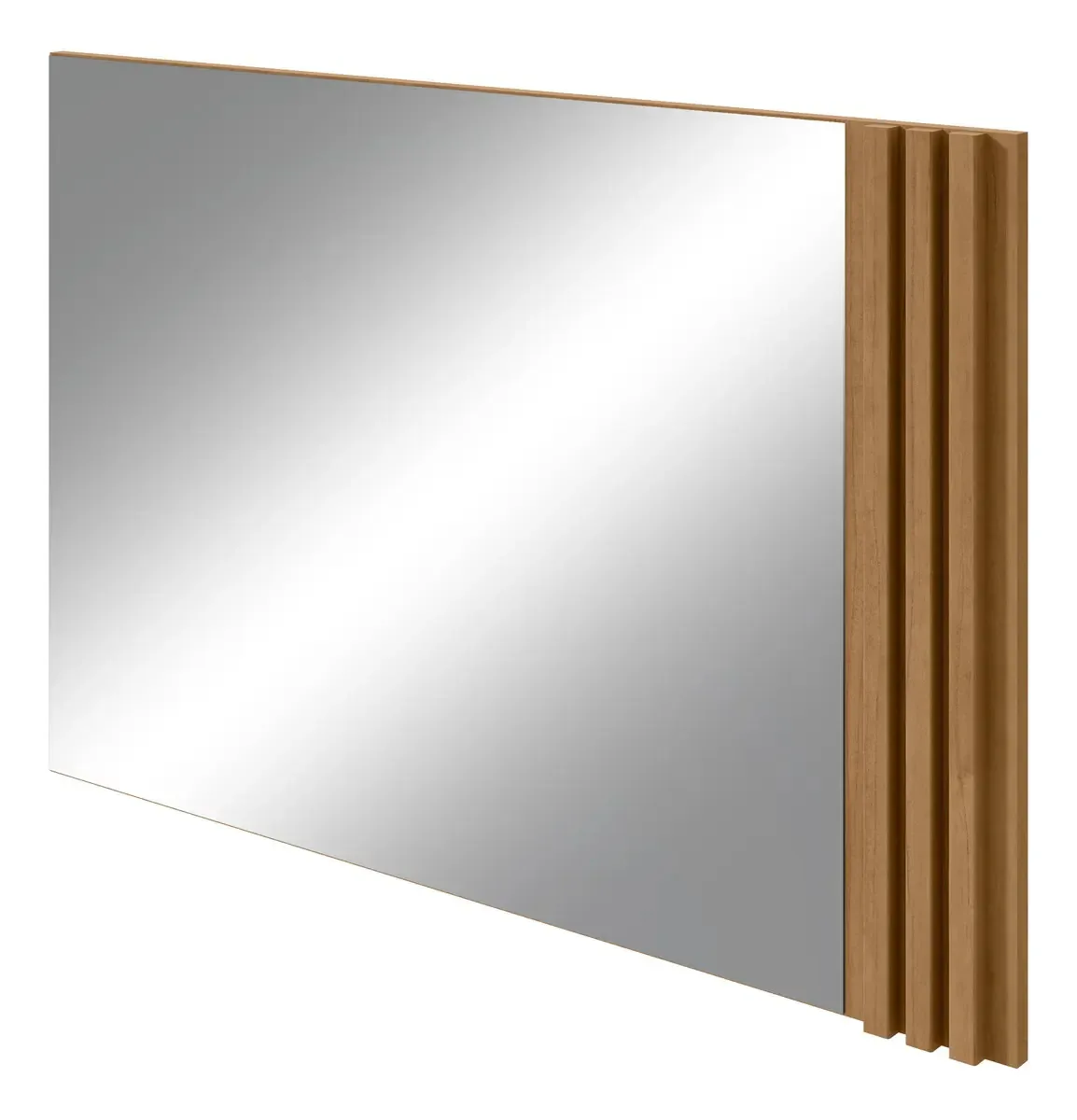 Espelho Decorativo Ripado 3d Quadro Espelho Decorativo Aldo Moldura Amêndoa Clean
